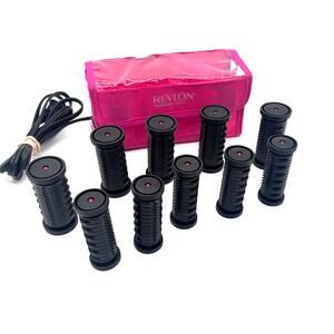Revlon Tormaline/Ionic Hot Rollers 12 Curlers Pink Storage Pouch Travel No Clips